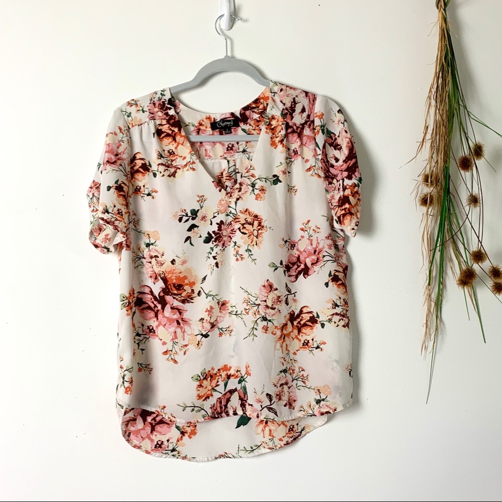 charmed by eve short sleeve floral blouse